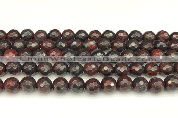 CBD393 15 inches 12mm faceted round brecciated jasper beads