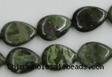 CBG09 15.5 inches 13*18mm flat teardrop bronze green gemstone beads