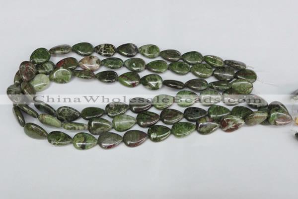 CBG09 15.5 inches 13*18mm flat teardrop bronze green gemstone beads