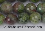 CBG104 15.5 inches 12mm faceted round bronze green gemstone beads