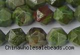 CBG110 15.5 inches 10mm faceted nuggets bronze green gemstone beads