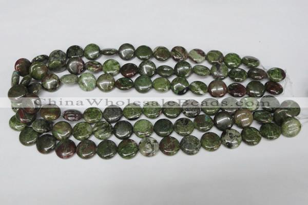CBG36 15.5 inches 16mm flat round bronze green gemstone beads