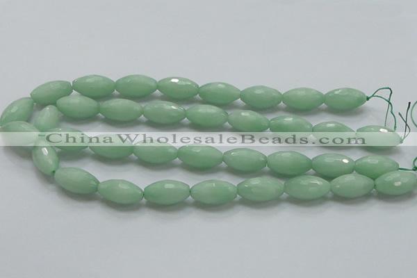 CBJ16 15.5 inches 12*22mm faceted rice jade beads wholesale