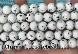 CBJ749 15.5 inches 12mm dalmatian round jade gemstone beads wholesale