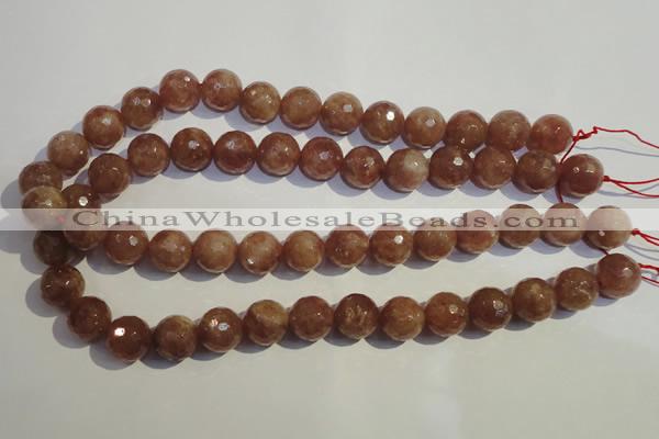 CBQ12 15.5 inches 14mm faceted round strawberry quartz beads