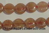 CBQ16 15.5 inches 12mm flat round strawberry quartz beads wholesale