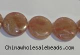 CBQ18 15.5 inches 16mm flat round strawberry quartz beads wholesale