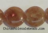 CBQ19 15.5 inches 25mm flat round strawberry quartz beads wholesale