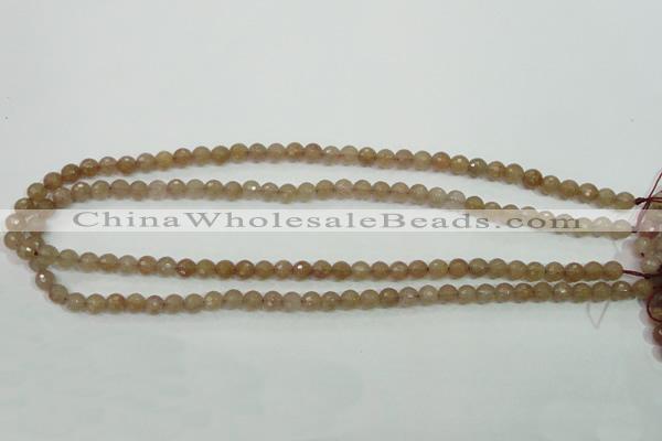 CBQ211 15.5 inches 6mm faceted round strawberry quartz beads