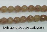 CBQ212 15.5 inches 8mm faceted round strawberry quartz beads