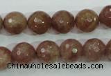 CBQ214 15.5 inches 12mm faceted round strawberry quartz beads