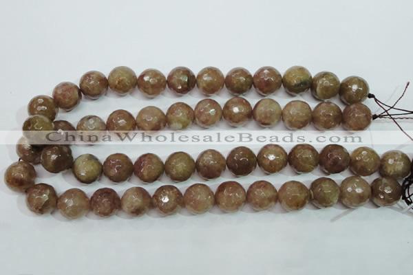 CBQ216 15.5 inches 16mm faceted round strawberry quartz beads