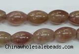 CBQ226 15.5 inches 10*14mm rice strawberry quartz beads