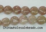 CBQ235 15.5 inches 10mm flat round strawberry quartz beads