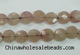 CBQ240 15.5 inches 8mm faceted coin strawberry quartz beads