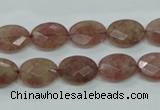 CBQ252 15.5 inches 10*14mm faceted oval strawberry quartz beads