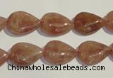 CBQ26 15.5 inches 12*16mm flat teardrop strawberry quartz beads