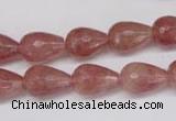 CBQ269 15.5 inches 10*15mm faceted teardrop strawberry quartz beads