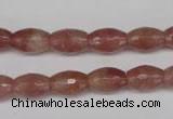 CBQ270 15.5 inches 8*12mm faceted rice strawberry quartz beads