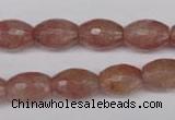 CBQ271 15.5 inches 10*14mm faceted rice strawberry quartz beads