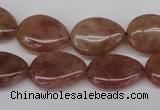 CBQ283 15.5 inches 13*18mm flat teardrop strawberry quartz beads