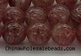 CBQ304 15.5 inches 12mm round natural strawberry quartz beads