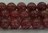 CBQ312 15.5 inches 8mm round natural strawberry quartz beads