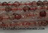 CBQ320 15.5 inches 4mm faceted round strawberry quartz beads