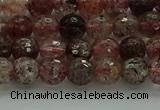 CBQ321 15.5 inches 6mm faceted round strawberry quartz beads