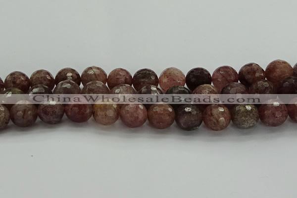 CBQ325 15.5 inches 14mm faceted round strawberry quartz beads