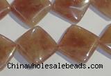 CBQ33 15.5 inches 16*16mm diamond strawberry quartz beads wholesale