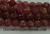 CBQ330 15.5 inches 4mm faceted round strawberry quartz beads