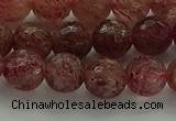 CBQ332 15.5 inches 8mm faceted round strawberry quartz beads