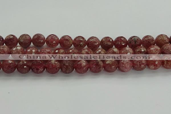 CBQ334 15.5 inches 12mm faceted round strawberry quartz beads