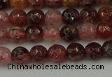 CBQ411 15.5 inches 6mm faceted round strawberry quartz beads