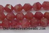 CBQ431 15.5 inches 6mm faceted nuggets strawberry quartz beads