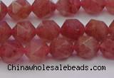 CBQ432 15.5 inches 8mm faceted nuggets strawberry quartz beads