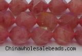 CBQ433 15.5 inches 10mm faceted nuggets strawberry quartz beads