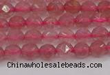 CBQ436 15.5 inches 6mm faceted nuggets strawberry quartz beads