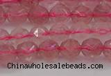 CBQ437 15.5 inches 8mm faceted nuggets strawberry quartz beads