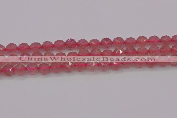 CBQ438 15.5 inches 10mm faceted nuggets strawberry quartz beads