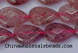 CBQ477 15.5 inches 12*16mm faceted flat teardrop strawberry quartz beads