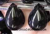 CBQ511 Top drilled 10*14mm flat teardrop natural black quartz beads