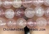 CBQ571 15.5 inches 6mm faceted round strawberry quartz beads