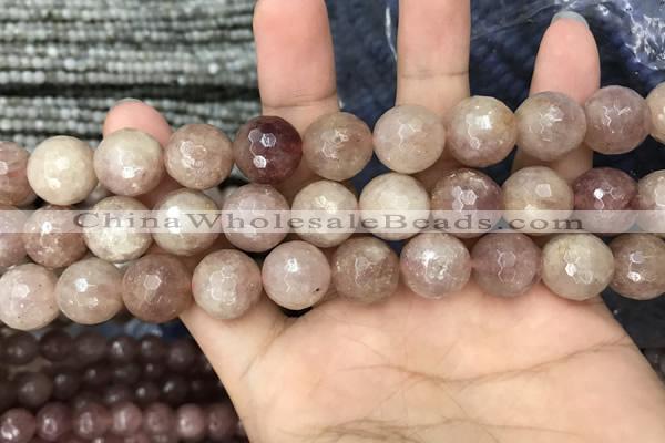 CBQ576 15.5 inches 16mm faceted round strawberry quartz beads