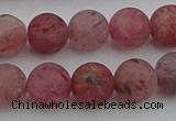 CBQ662 15.5 inches 10mm round matte strawberry quartz beads