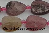 CBQ669 15.5 inches 10*15mm flat teardrop matte strawberry quartz beads