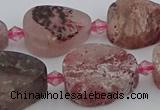 CBQ671 15.5 inches 13*18mm flat teardrop matte strawberry quartz beads