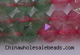 CBQ682 15.5 inches 8mm faceted nuggets mixed strawberry quartz beads