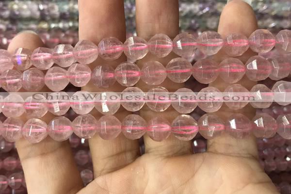 CBQ691 15.5 inches 8mm faceted round strawberry quartz beads